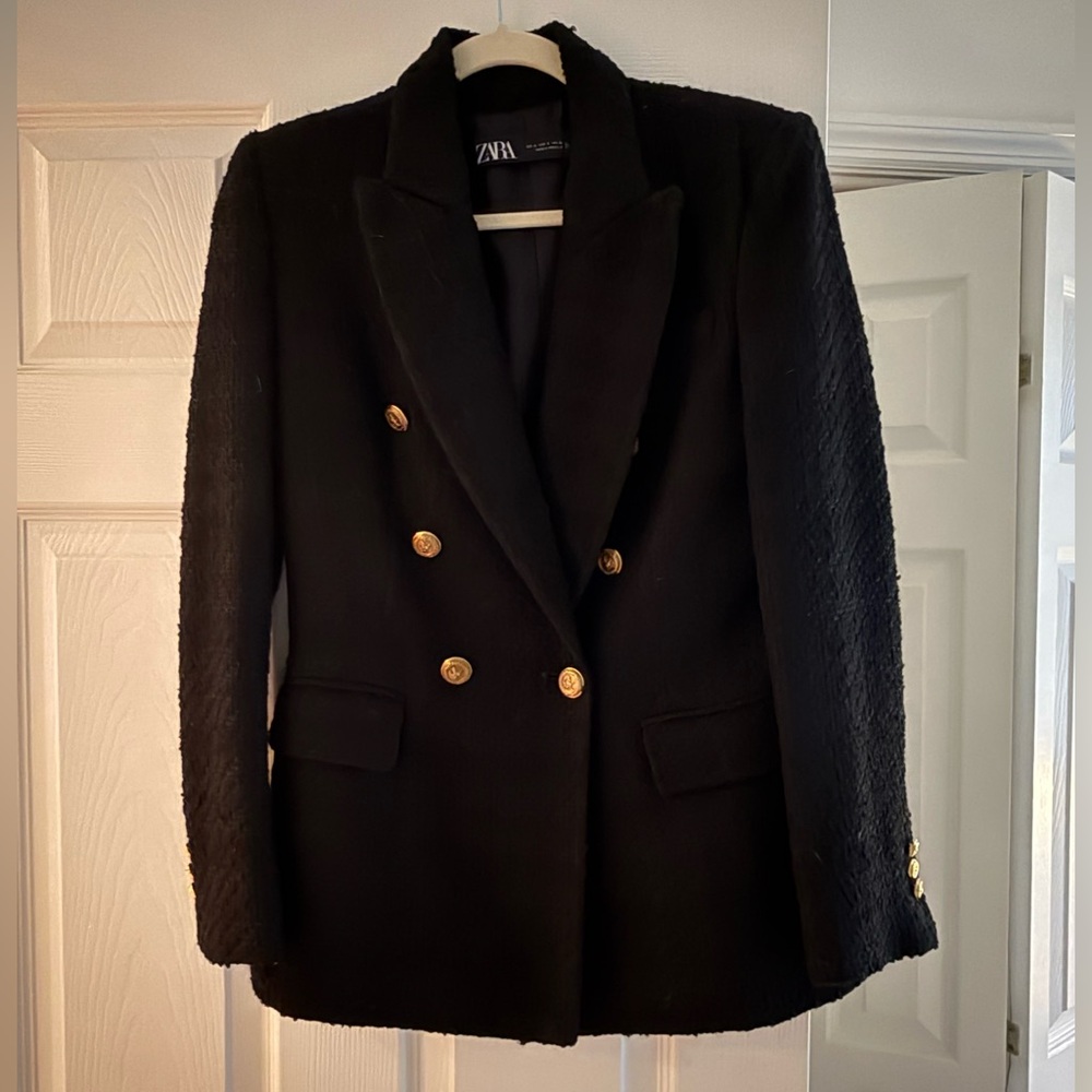 Zara Black Double-Breasted Women's Blazer